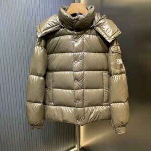 Moncler FW22 Maya Embroidered Badge Down Jacket Men Slate Grey